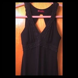 Open-Back Plunge V-Neck Little Black Dress LBD M